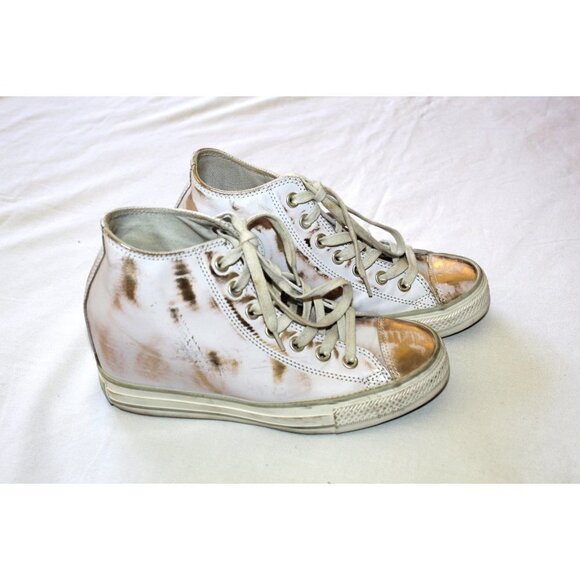 CONVERS Golden All Star Brush off Leather Hi Top Woman's shoes Size 9 US Sneaker - Picture 1 of 11